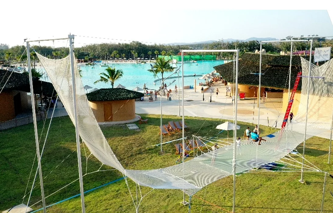 Full-size flying trapeze rig installed at a theme park — Malaysia — MACA flying trapeze rig